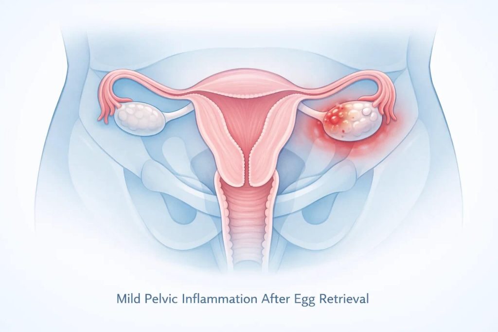 Image illustrating pelvic irritation after egg retrieval.