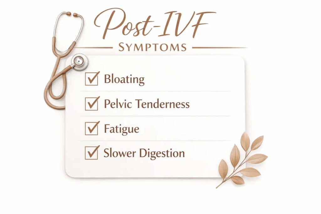 Visual list of normal symptoms after IVF.
