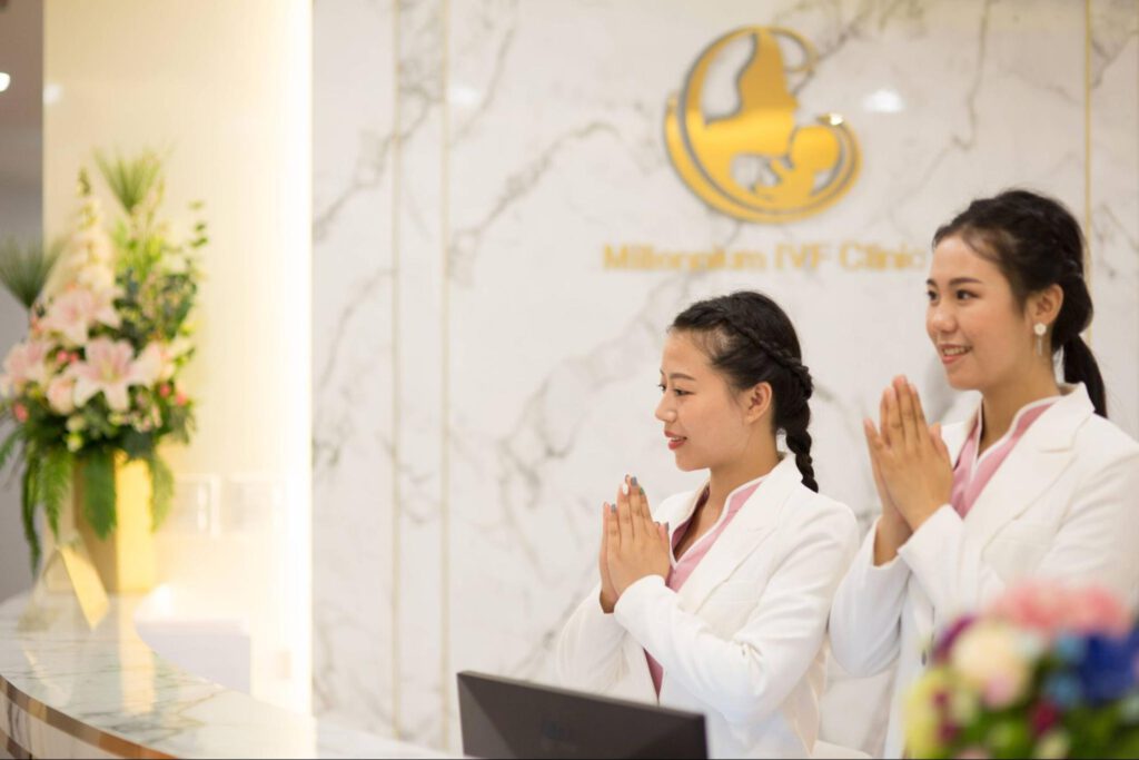 บรรยากาศหน้า Reception ของ Millennium IVF Clinic